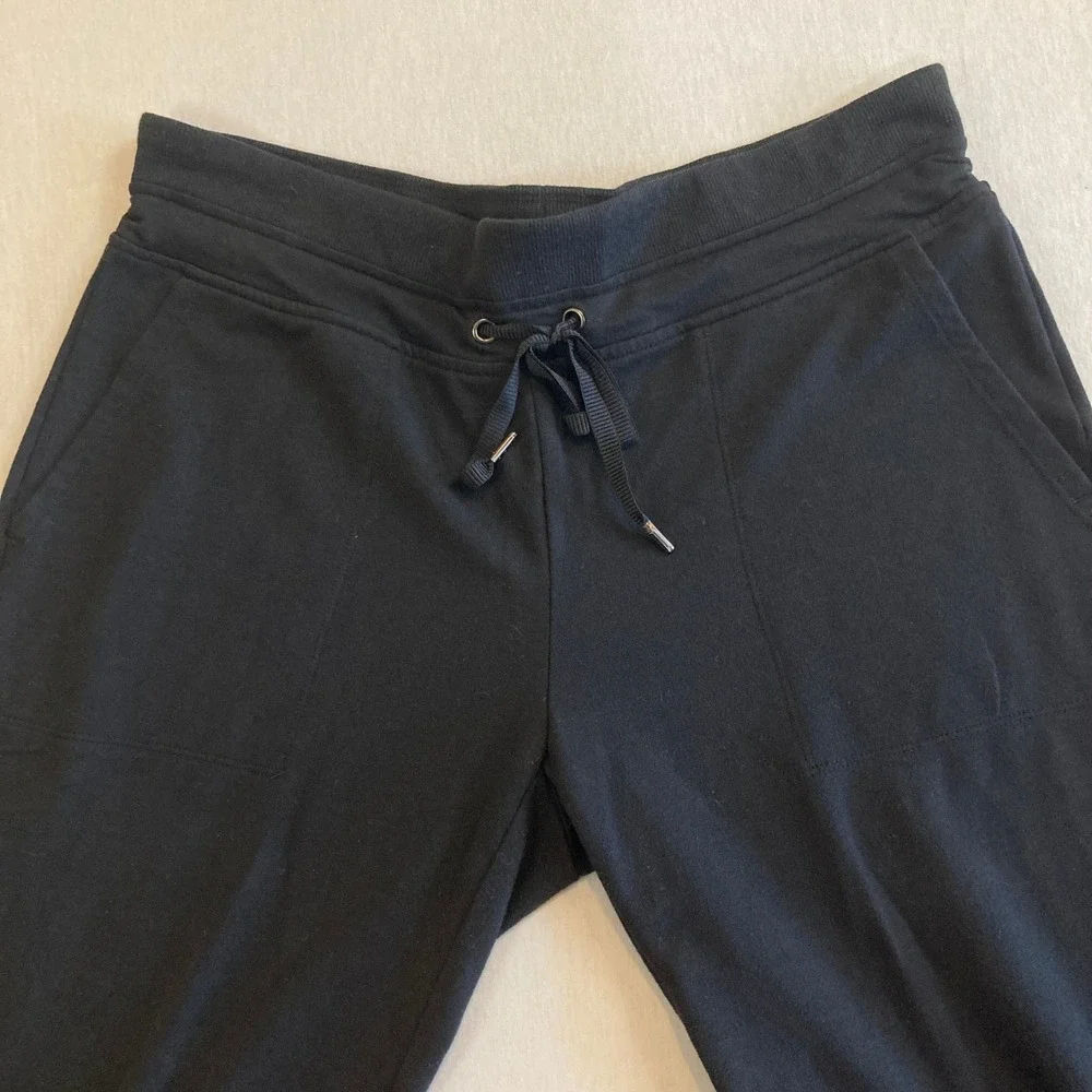 Eddie Bauer Womens M (28x20) Black Crop Drawstring Wide Leg Cotton Stretch